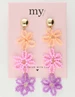 My Jewellery Earring statement 3 flowers lilac MJ10068