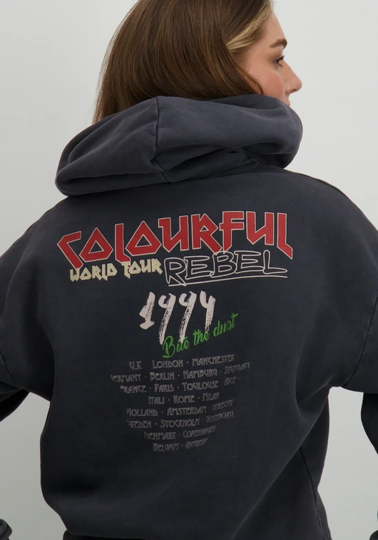 Colourful Rebel Concert acid wash clean hoodie WH116579