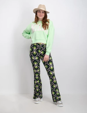 Colourful Rebel Graphic peached extra flare pants WP114025