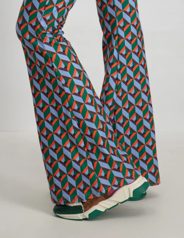 Colourful Rebel Graphic Peached Extra Flare Pants WP115029