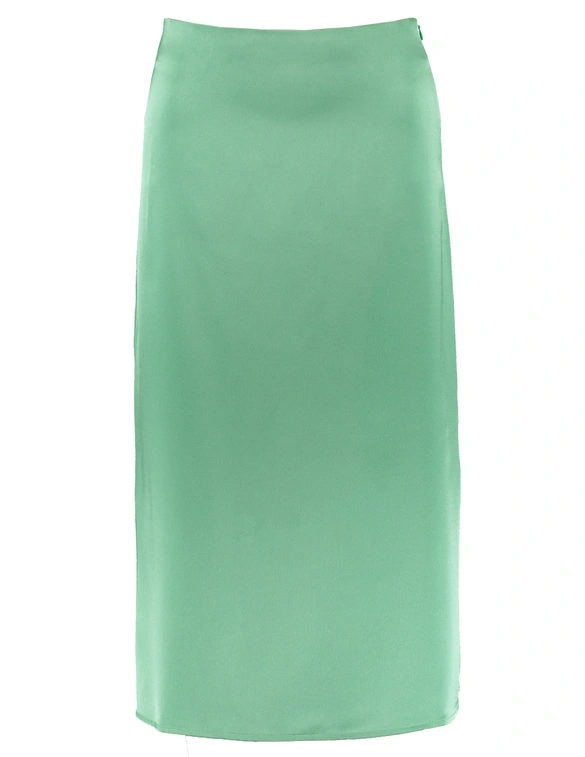 Colourful Rebel Hinte Uni Satin Slit Midi Skirt WS214379