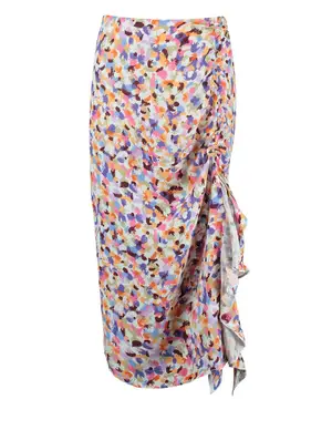 Colourful Rebel Midi Ruffle Drawcord Skirt Kim Aquarel