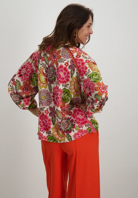 Geisha Blouse flower print 53202-20