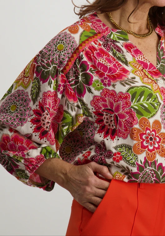 Geisha Blouse flower print 53202-20