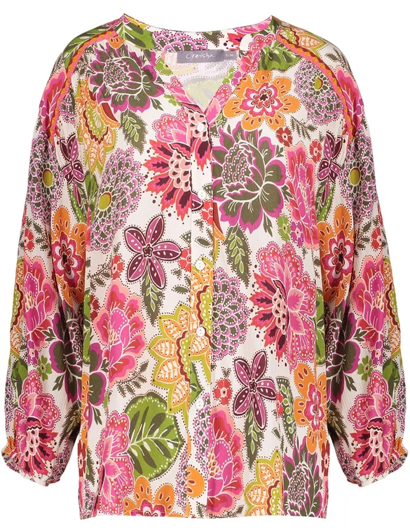 Geisha Blouse flower print 53202-20