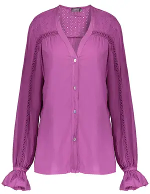 Geisha Blouse solid with lace tape 33182-70