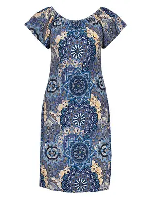 Geisha Dress elastic neck AOP 37381-60 MAY