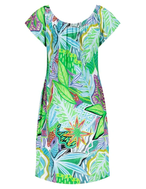 Geisha Dress elastic shoulder jersey AOP 57363-60 MAY