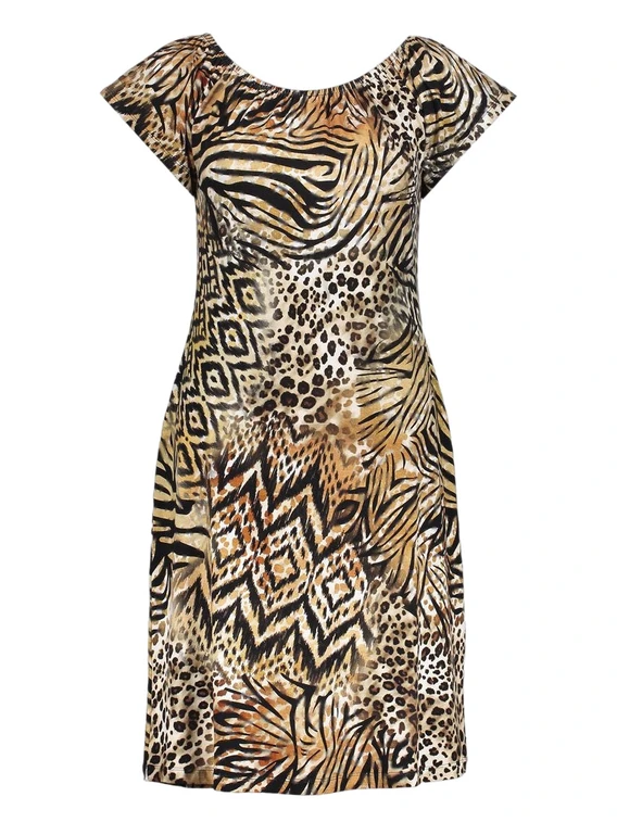 Geisha Dress elastic shoulder jersey AOP 57363-60 MAY