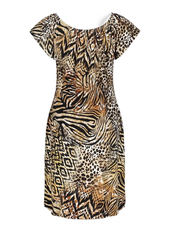 Geisha Dress elastic shoulder jersey AOP 57363-60 MAY