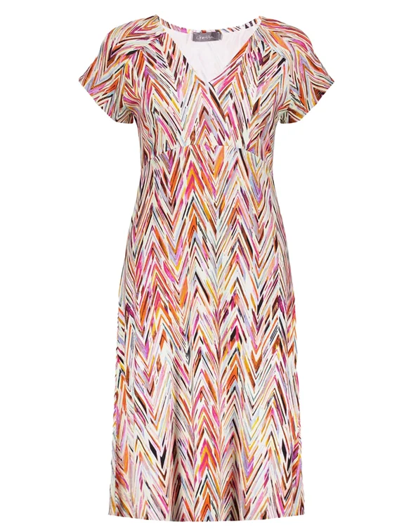 Geisha Dress v-neck short AOP 57366-60 JUNE