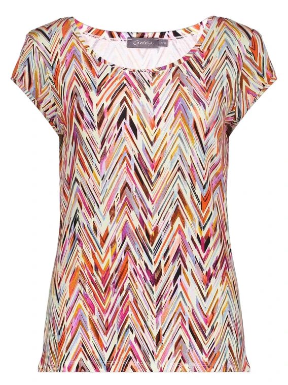 Geisha T-shirt round neck jersey AOP 52446-60 KATE