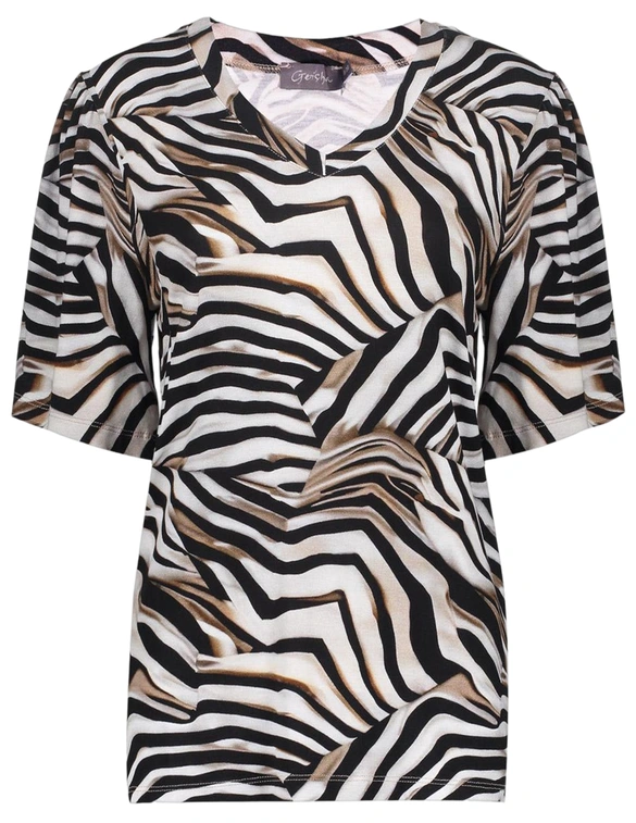 Geisha T-shirt v-neck jersey AOP 52445-60 JAZZ