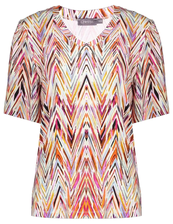 Geisha T-shirt v-neck jersey AOP 52445-60 JAZZ