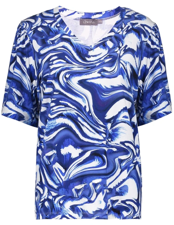 Geisha T-shirt v-neck jersey AOP 52445-60 JAZZ