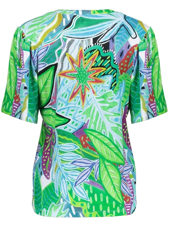 Geisha T-shirt v-neck jersey AOP 52445-60 JAZZ