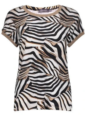Geisha T-shirt with rib jersey AOP 52447-60 SARAH
