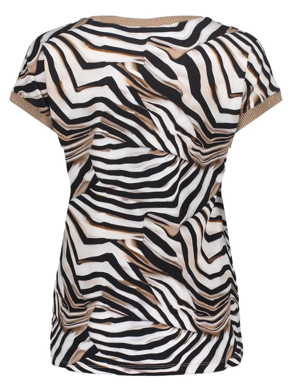 Geisha T-shirt with rib jersey AOP 52447-60 SARAH