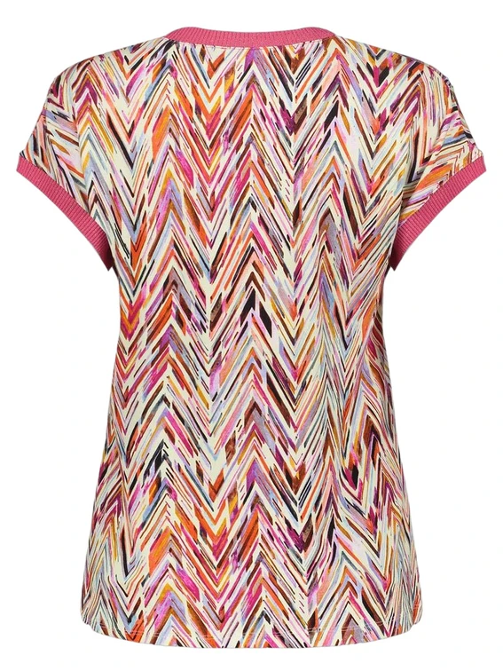 Geisha T-shirt with rib jersey AOP 52447-60 SARAH
