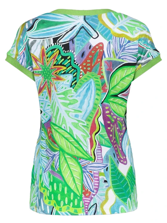 Geisha T-shirt with rib jersey AOP 52447-60 SARAH