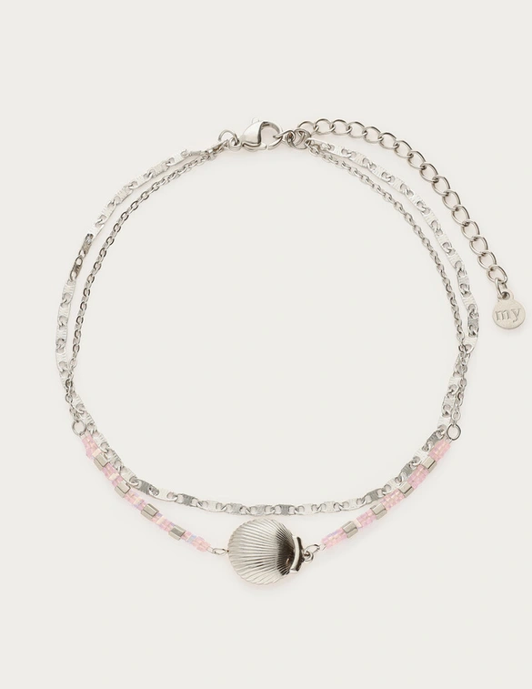 My Jewellery Anklet double chain beads shell MJ12914