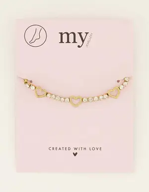 My Jewellery Anklet with hearts and strass MJ08006