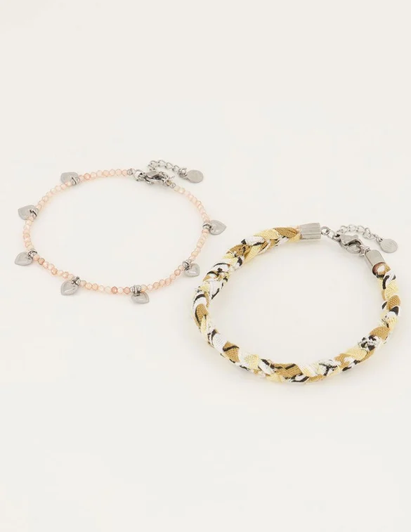 My Jewellery Beige gevlochten armbanden set MJ05106