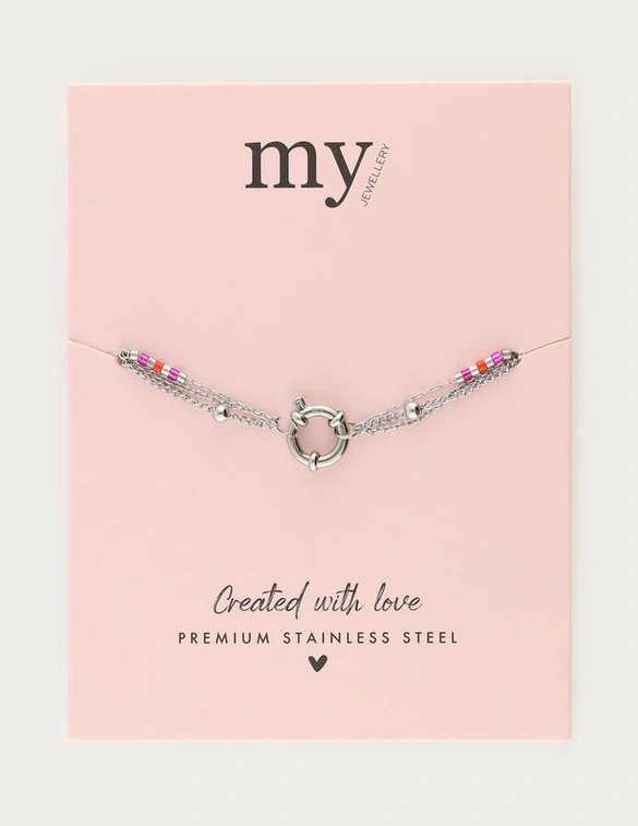 My Jewellery Bracelet 3 layers red pearl MJ12215