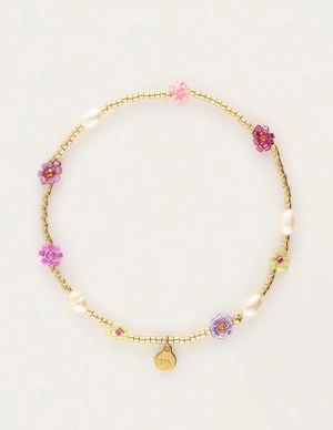 My Jewellery Bracelet beads flowers pink purple MJ12211