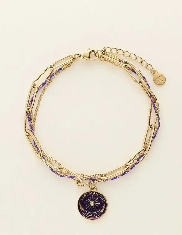 My Jewellery Bracelet chain cord charm blue MJ09452