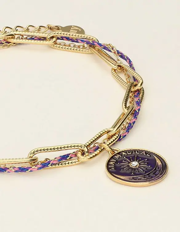 My Jewellery Bracelet chain cord charm blue MJ09452