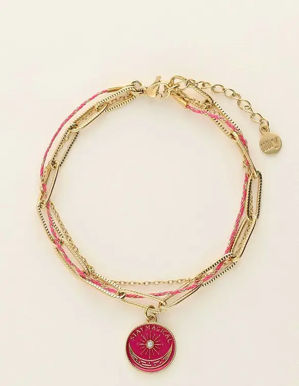 My Jewellery Bracelet chain cord charm pink MJ09451