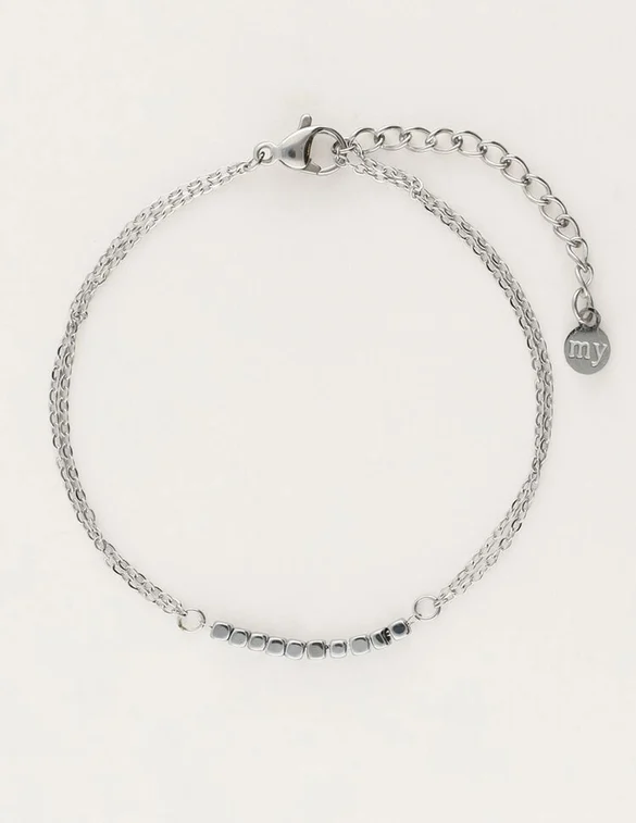 My Jewellery Bracelet double chain square cubes MJ09723