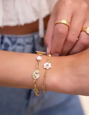 My Jewellery Bracelet double chains flower MJ08664
