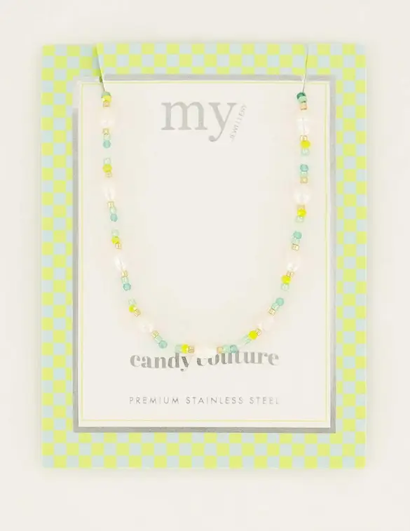 My Jewellery Candy necklace with blue beads and pearls MJ06551