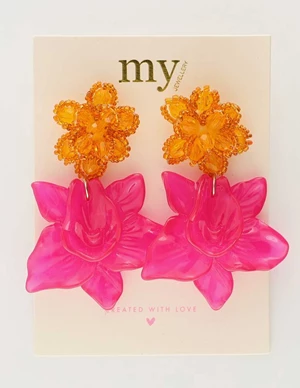 My Jewellery Earring 2 pink flowers plastic MJ10503