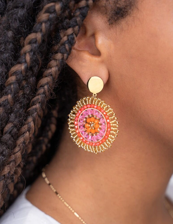 My Jewellery Earring beads coral purple MJ11109