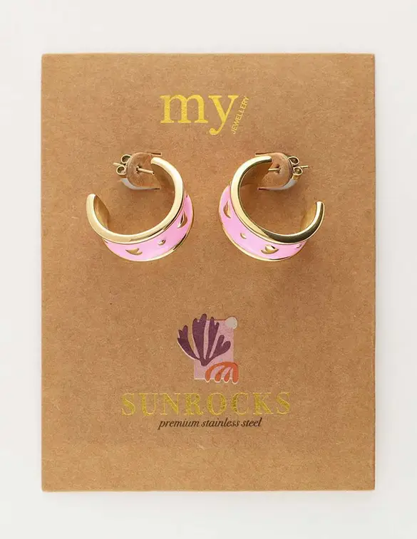 My Jewellery Earring handpainted heart pink MJ10256