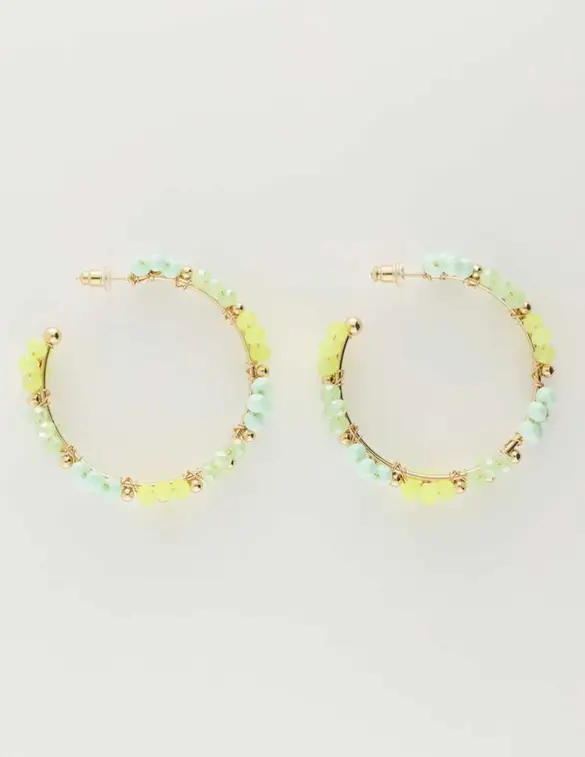 My Jewellery Earring hoop flowers green MJ10074