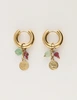 My Jewellery Earring hoop green stone coin MJ12009