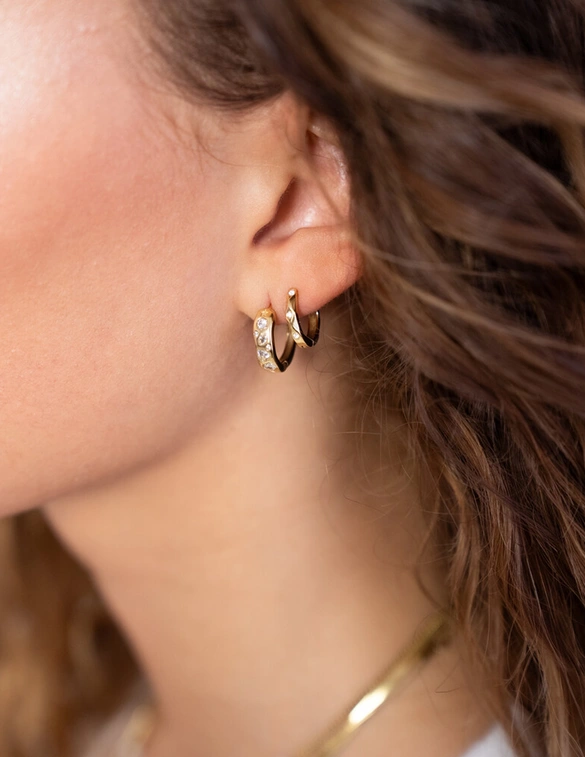 My Jewellery Earring hoop mini cube stone MJ12058
