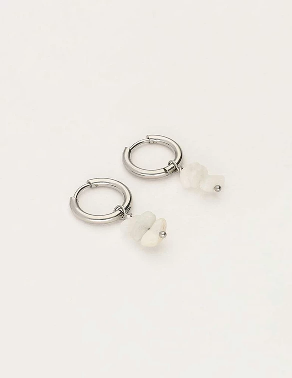 My Jewellery Earring hoops 3 stones white MJ09705