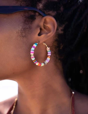 My Jewellery Earring hoops colourful beads MJ08042