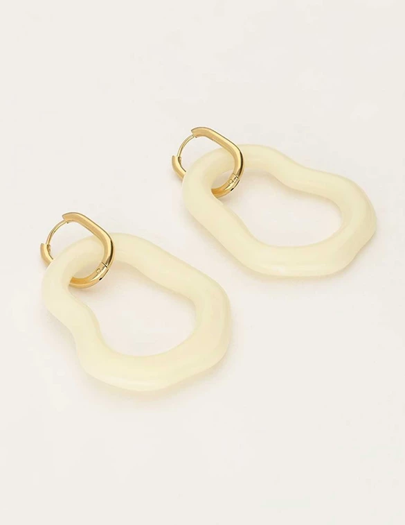 My Jewellery Earring resin organic white big MJ09746
