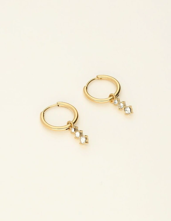 My Jewellery Earring small hoop 3 strass stones MJ09499