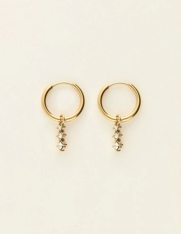 My Jewellery Earring small hoop 3 strass stones MJ09499