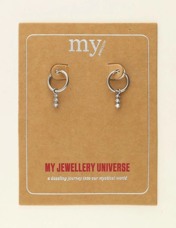 My Jewellery Earring small hoop 3 strass stones MJ09499