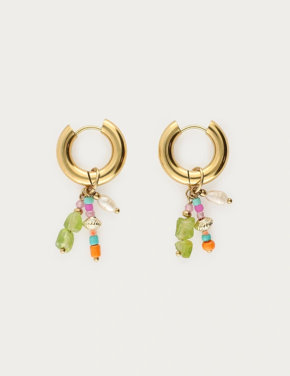 My Jewellery Earring small hoop green orange MJ12740