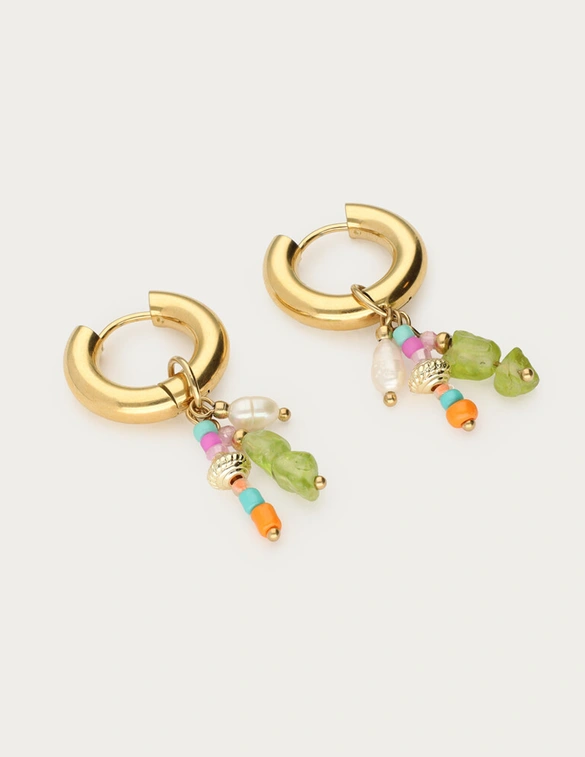 My Jewellery Earring small hoop green orange MJ12740