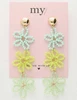 My Jewellery Earring statement 3 flowers green MJ10070